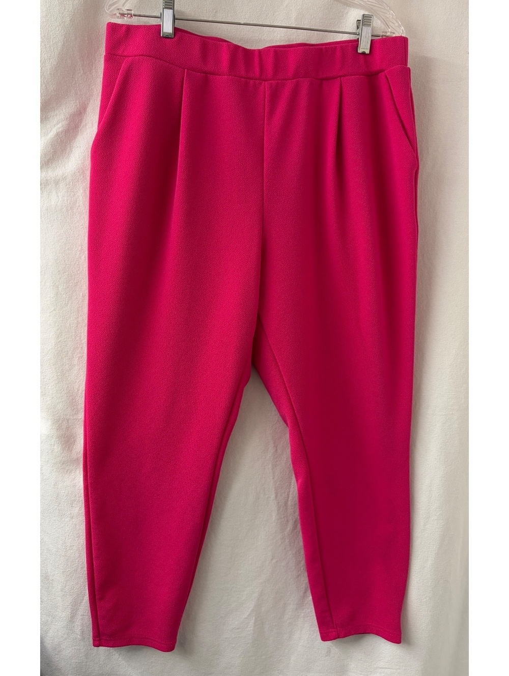 SHEIN Curve 2XL Hot Pink Fuchsia Textured Tapered Dress Pants Plus Size